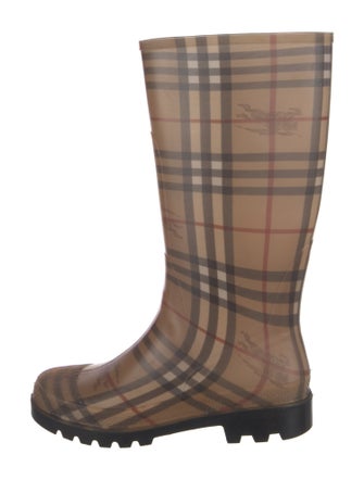 Burberry Horseferry Check Pattern Rubber Rain Boots