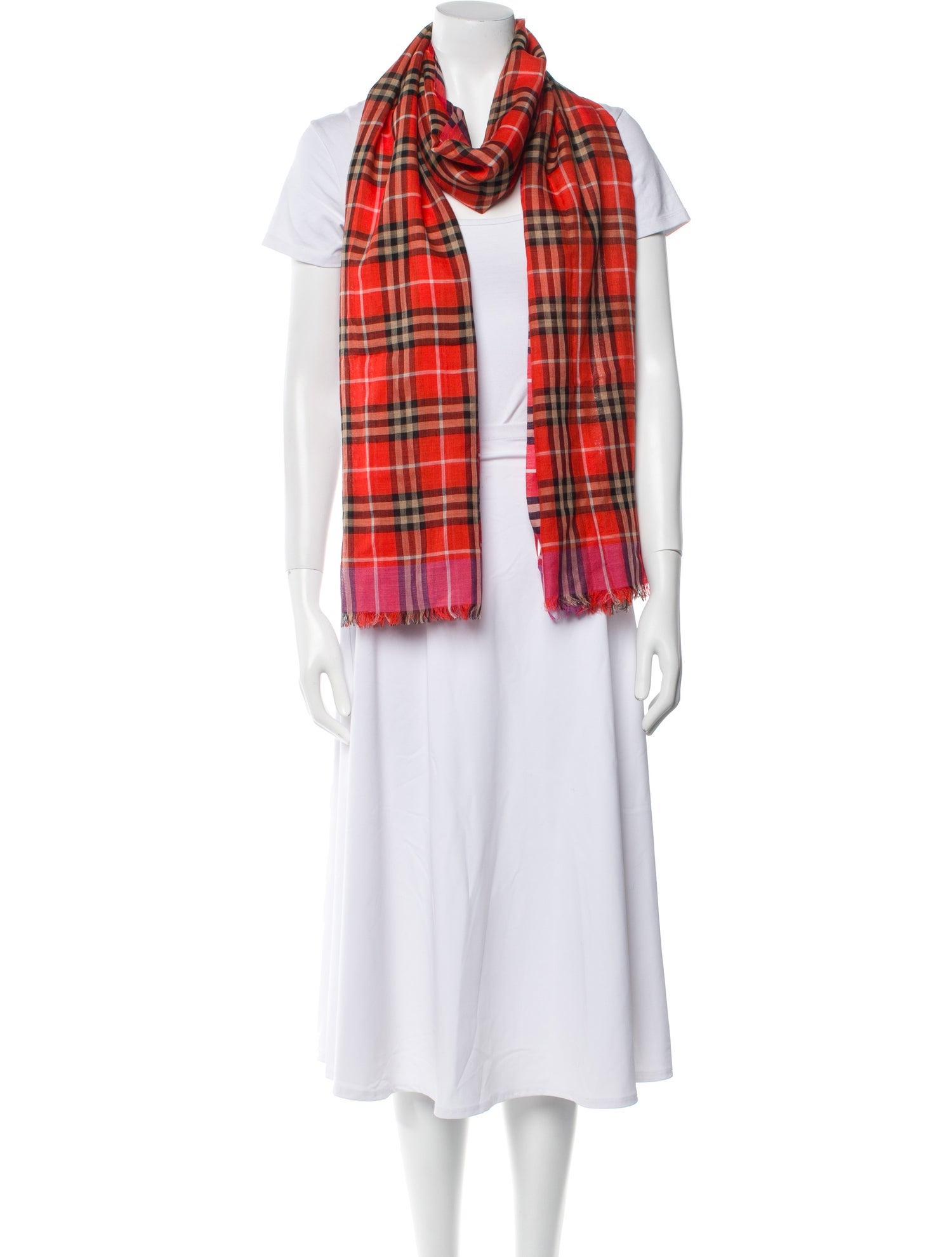 Burberry Wool Nova Check Pattern Scarf