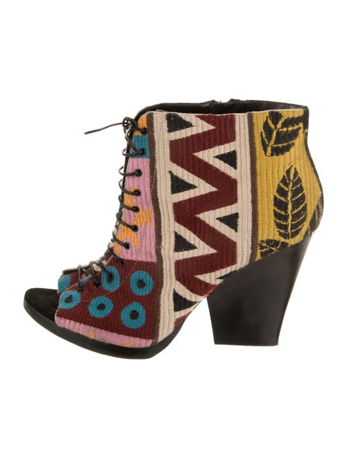 Burberry Printed Cutout Accent Lace-Up Boots