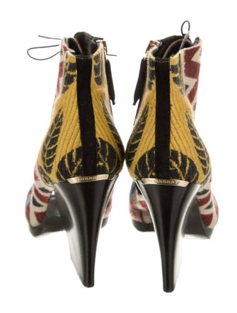 Burberry Printed Cutout Accent Lace-Up Boots