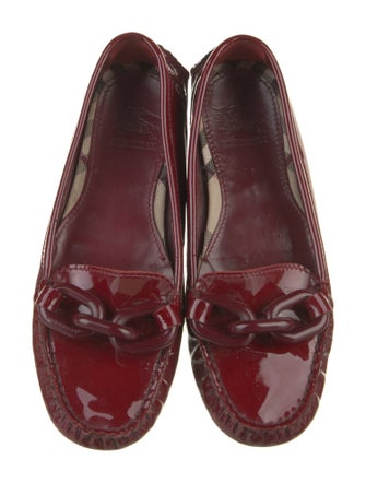 Burberry Patent Leather Chain-Link Accents Flats