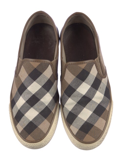 Burberry House Check Pattern Leather Trim Embellishment Sneakers