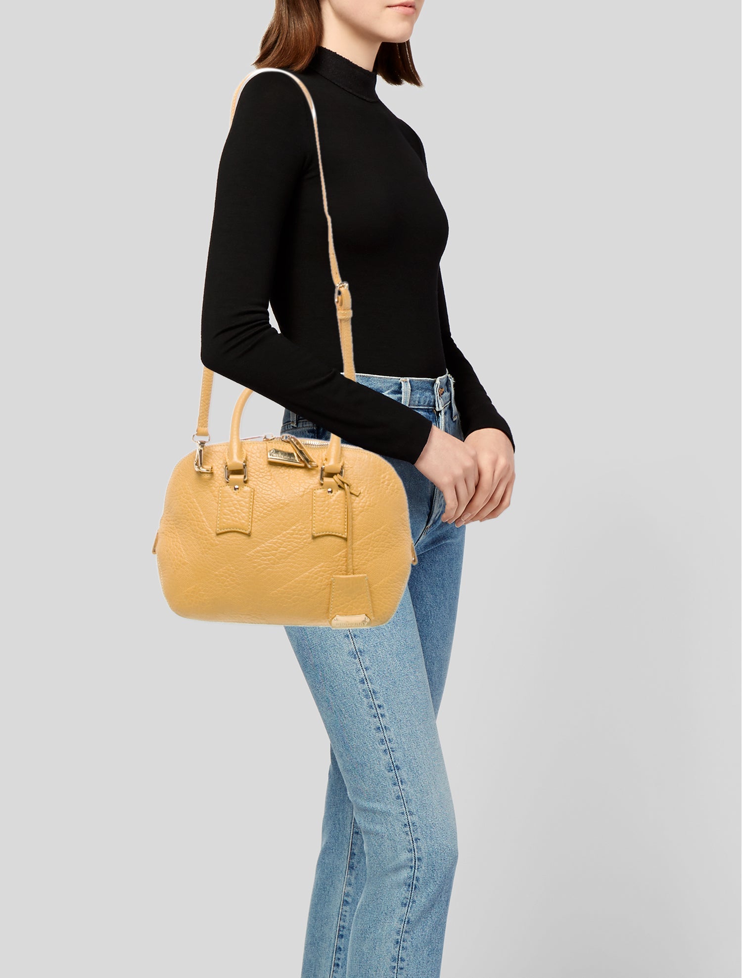 Burberry Leather Calf Grain Leather Handle Bag