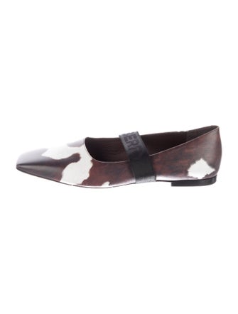 Burberry Leather Animal Print Mary Jane Flats