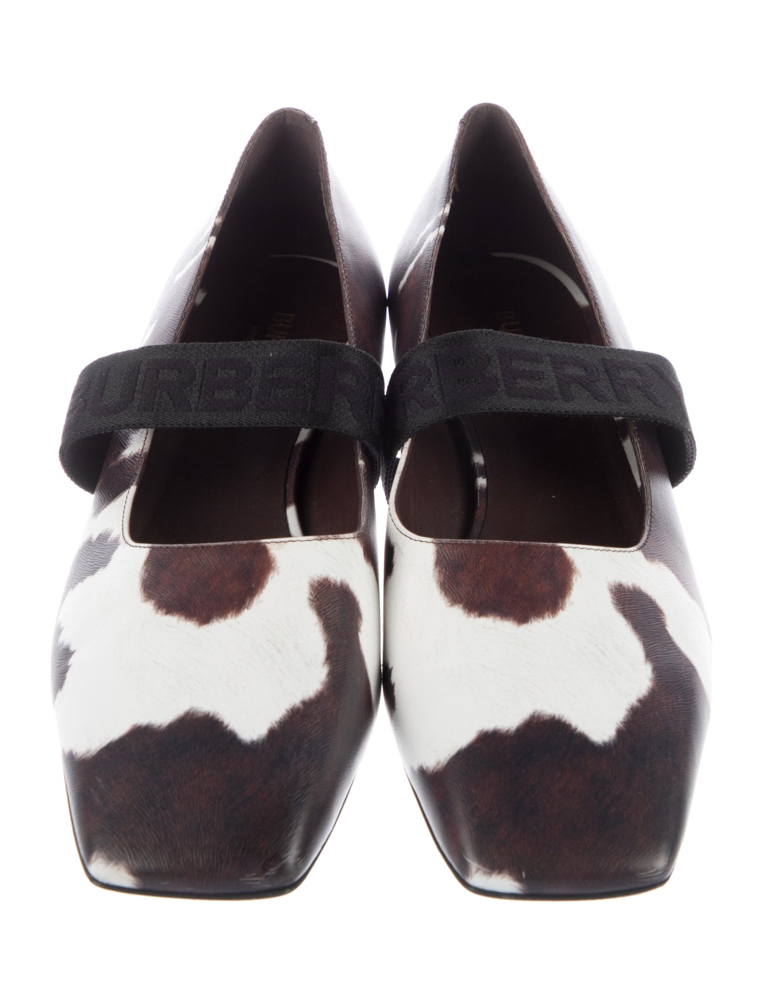 Burberry Leather Animal Print Mary Jane Flats