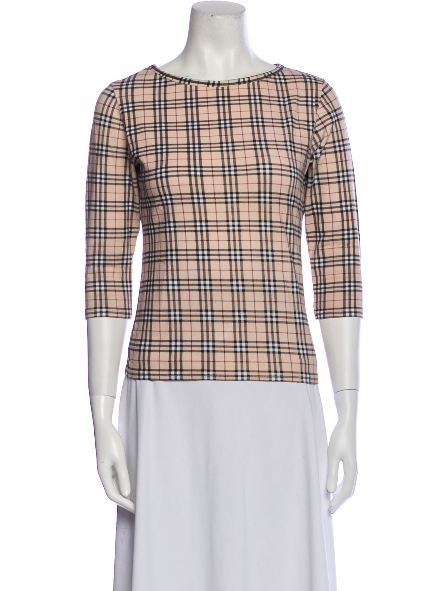 Burberry Plaid Print Bateau Neckline Top