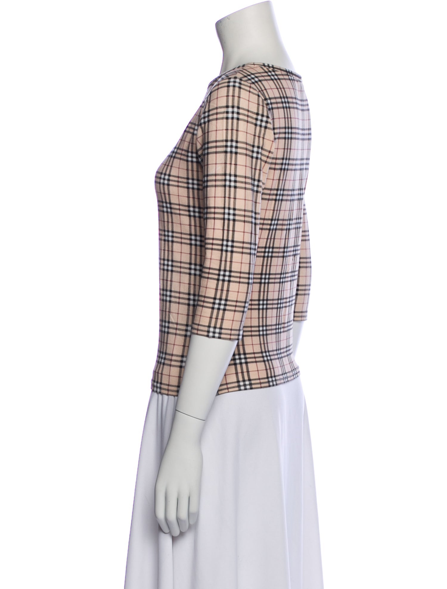 Burberry Plaid Print Bateau Neckline Top