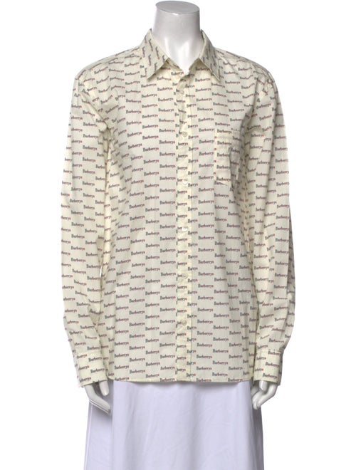Burberry Printed Long Sleeve Button-Up Top