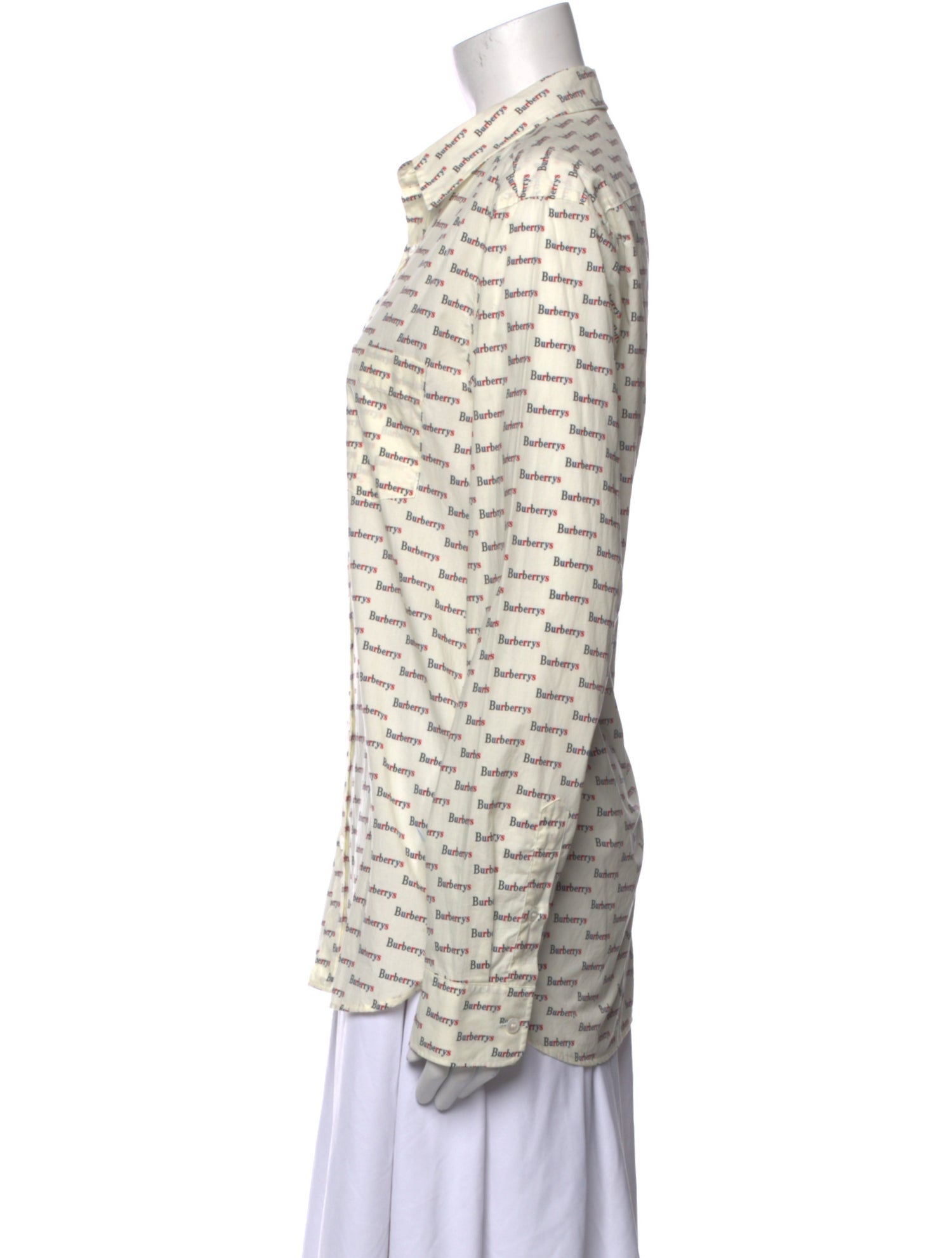 Burberry Printed Long Sleeve Button-Up Top