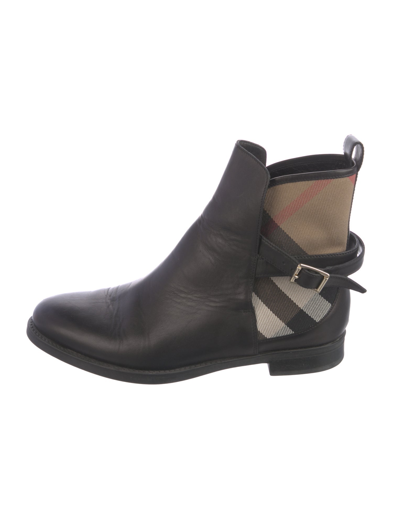 Burberry Nova Check Pattern Leather Chelsea Boots