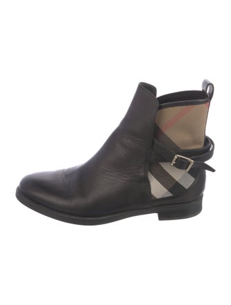 Burberry Nova Check Pattern Leather Chelsea Boots