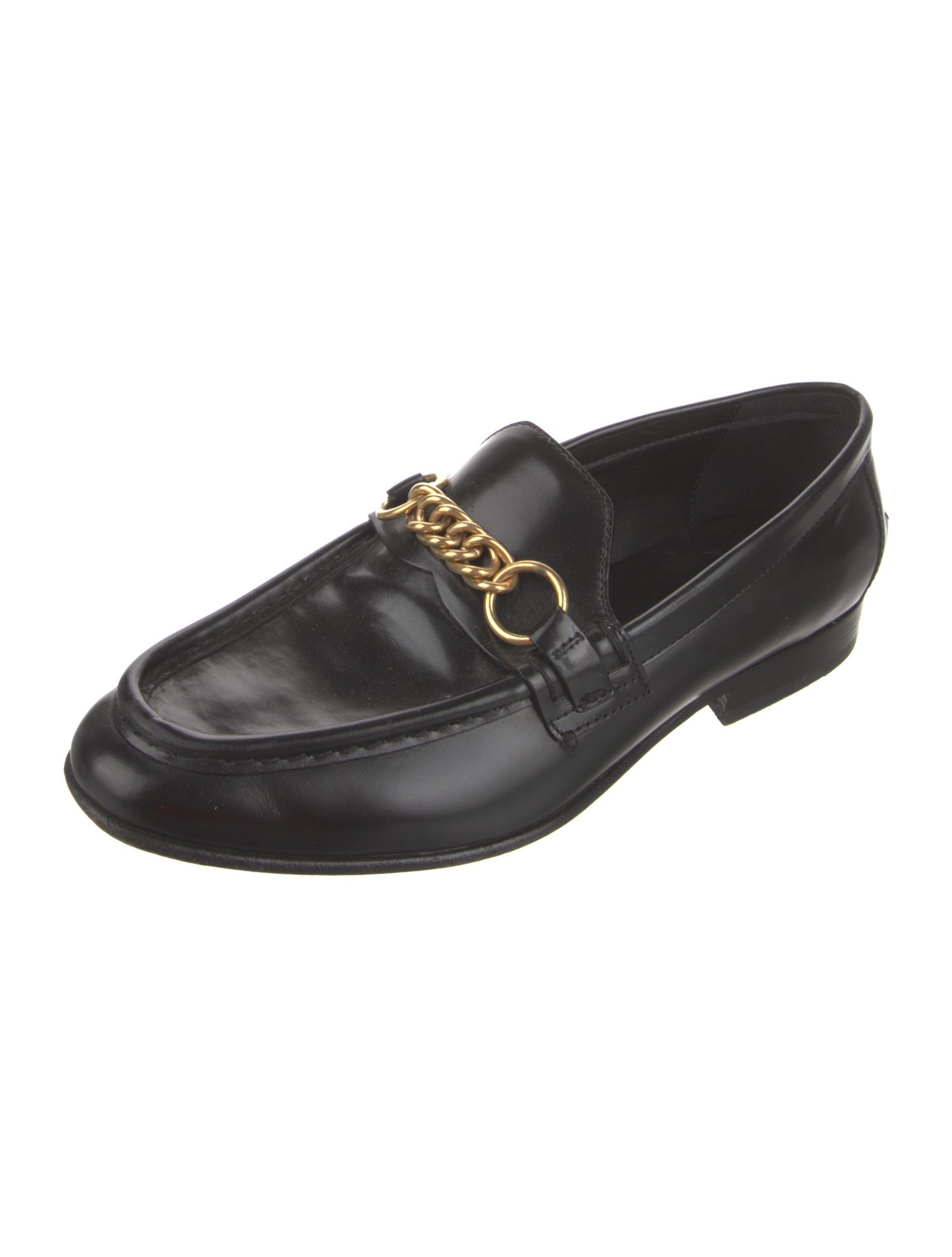Burberry Leather Chain-Link Accents Loafers