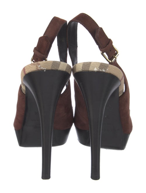 Burberry Nova Check Pattern Suede Slingback Pumps