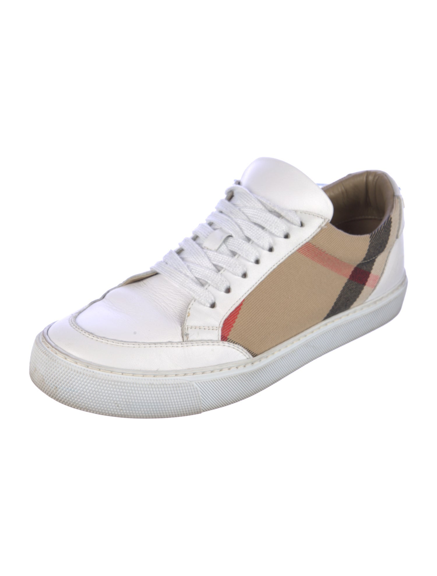 Burberry House Check Pattern Leather Sneakers