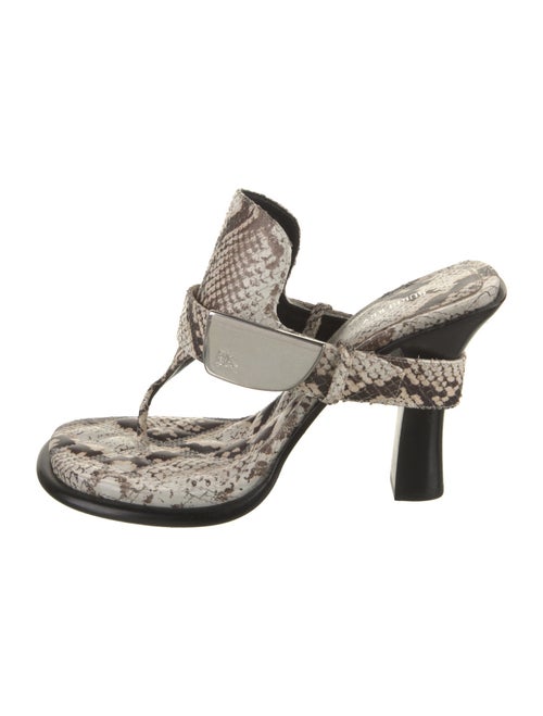 Burberry Python Animal Print T-Strap Sandals
