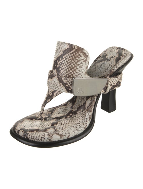 Burberry Python Animal Print T-Strap Sandals
