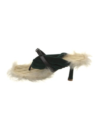 Burberry Velvet Fur Trim Slides
