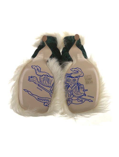 Burberry Velvet Fur Trim Slides