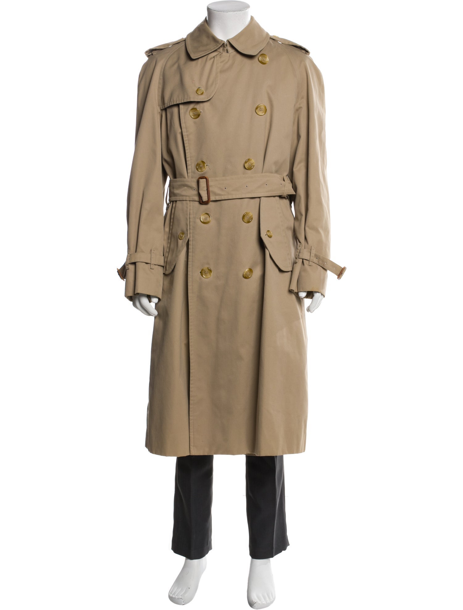 Burberry's House Check Pattern Wool Trench Coat