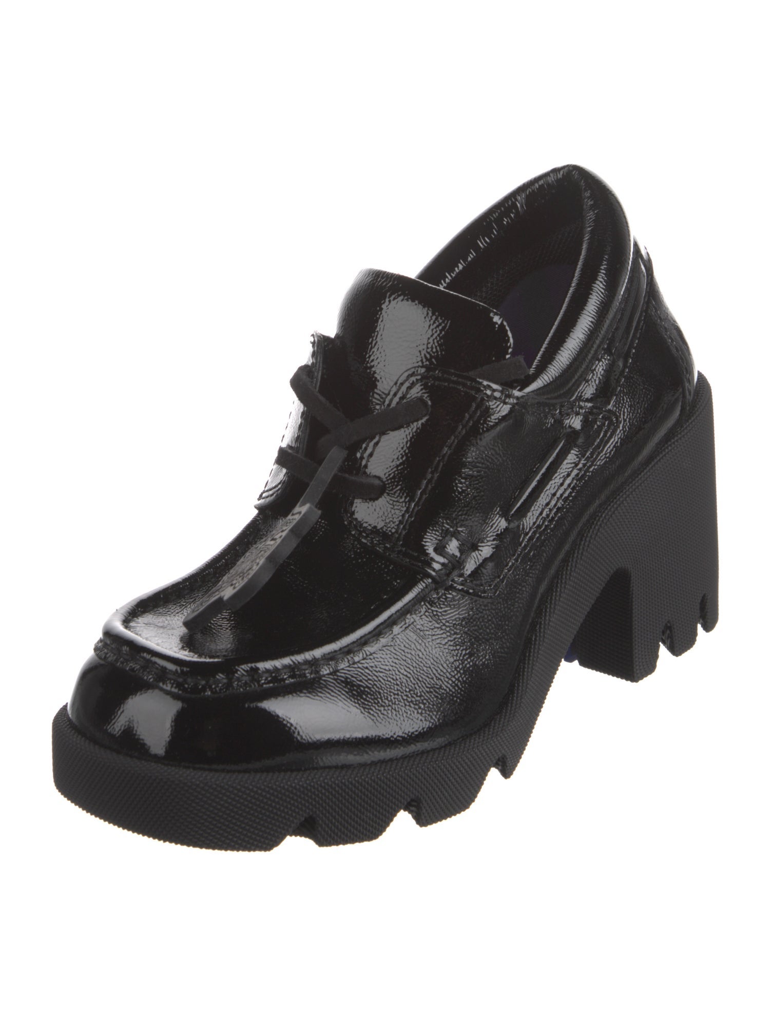 Burberry Patent Leather Printed Lace-Up Boots