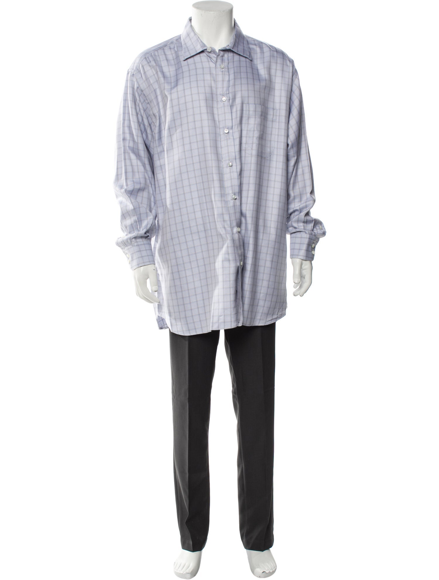 Burberry Plaid Print Long Sleeve Dress Shirt