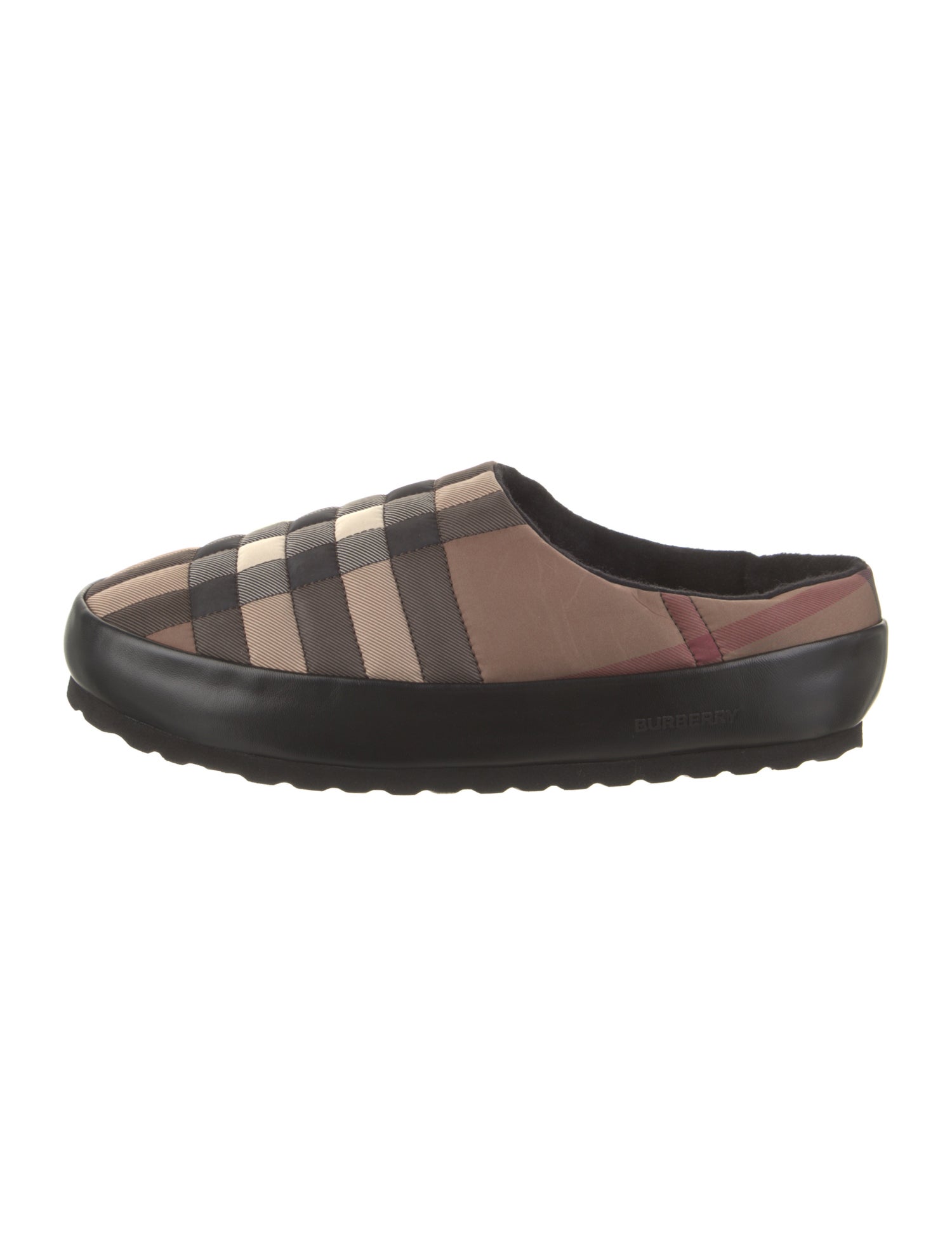 Burberry Nylon Plaid Print Slippers