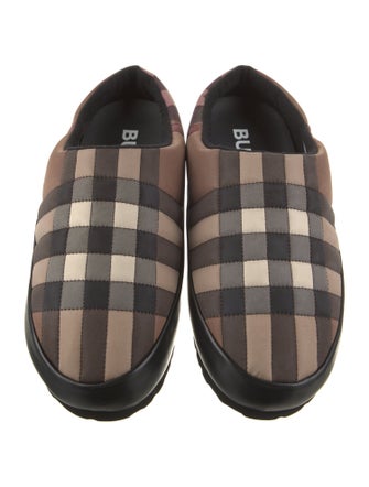 Burberry Nylon Plaid Print Slippers