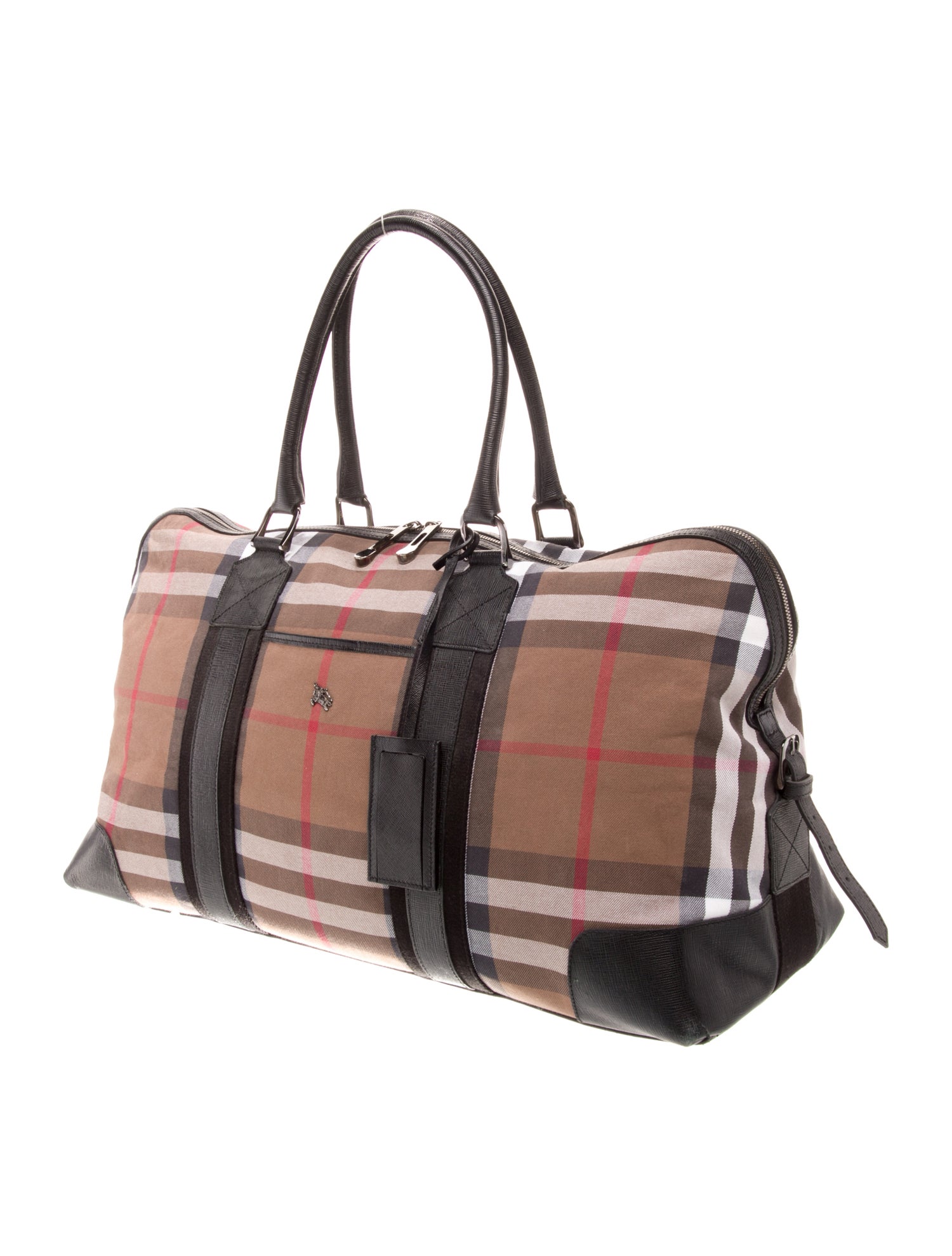 Burberry Canvas House Check Leather Trim Duffle