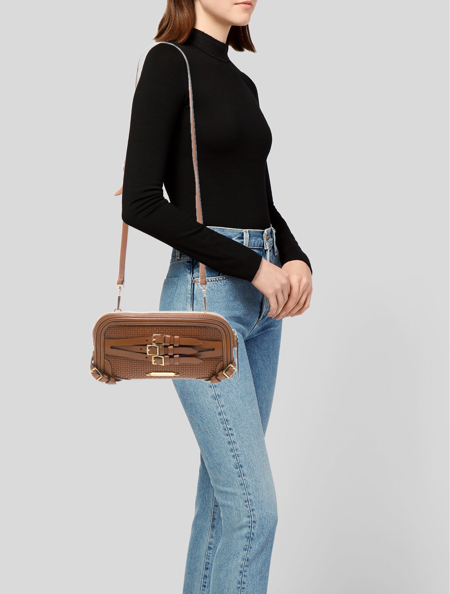 Burberry Leather Bridle Belted Clutch