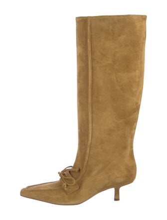 Burberry Suede Bow Accents Riding Boots