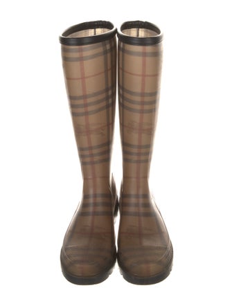 Burberry Rubber Plaid Print Rain Boots