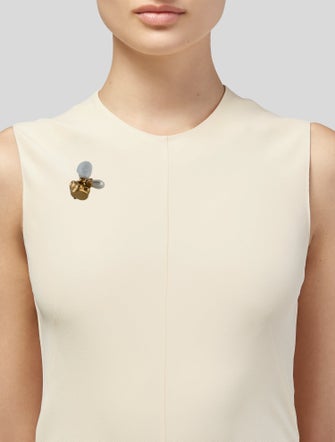 Burberry Pearl & Enamel Doll Chest Head Figurine Brooch