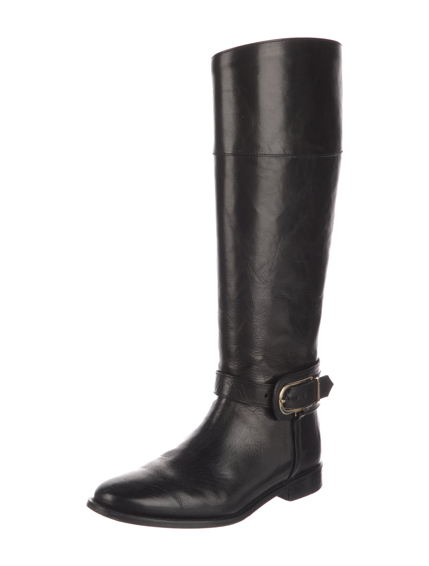 Burberry Nova Check Pattern Leather Riding Boots
