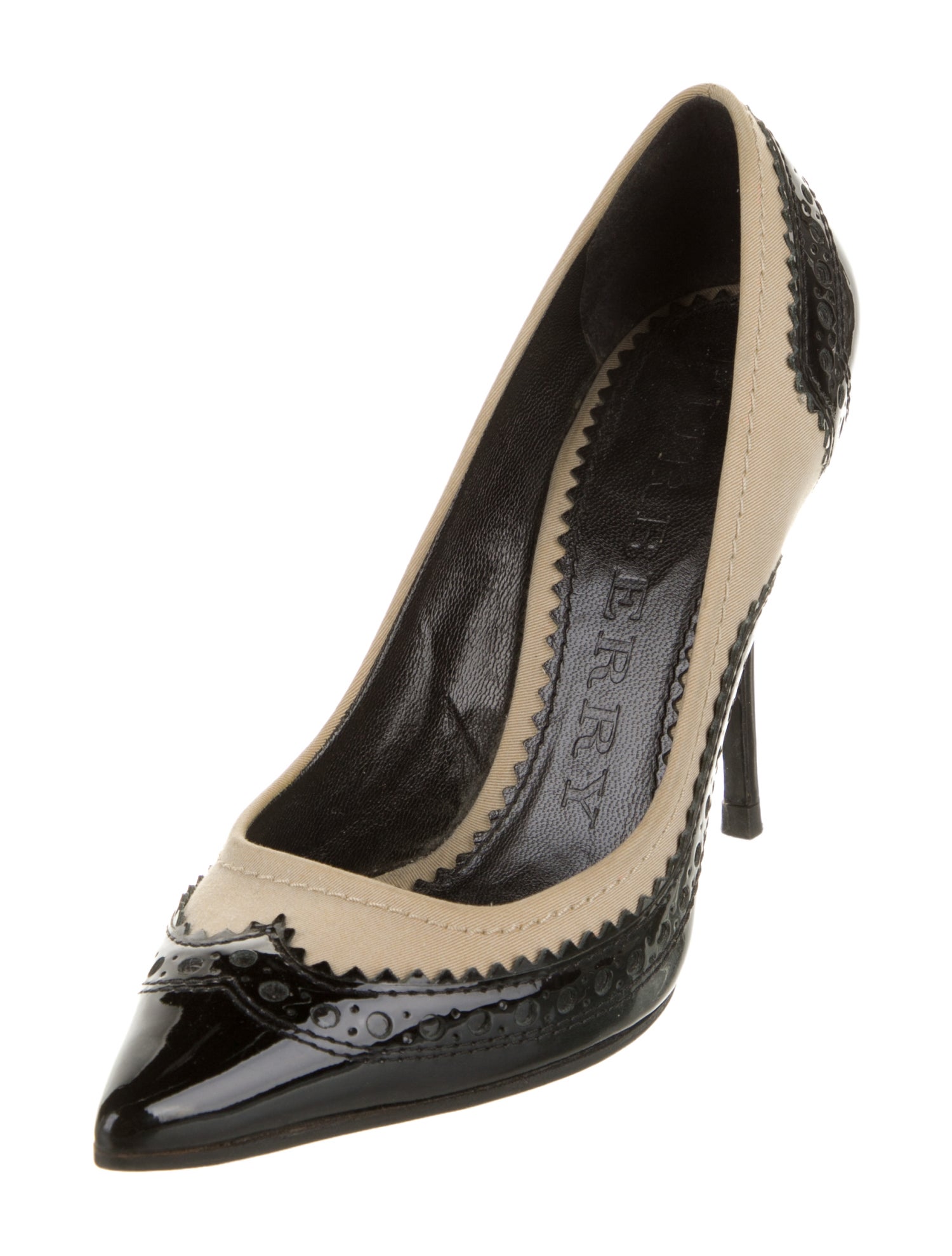 Burberry Patent Leather Colorblock Pattern Pumps