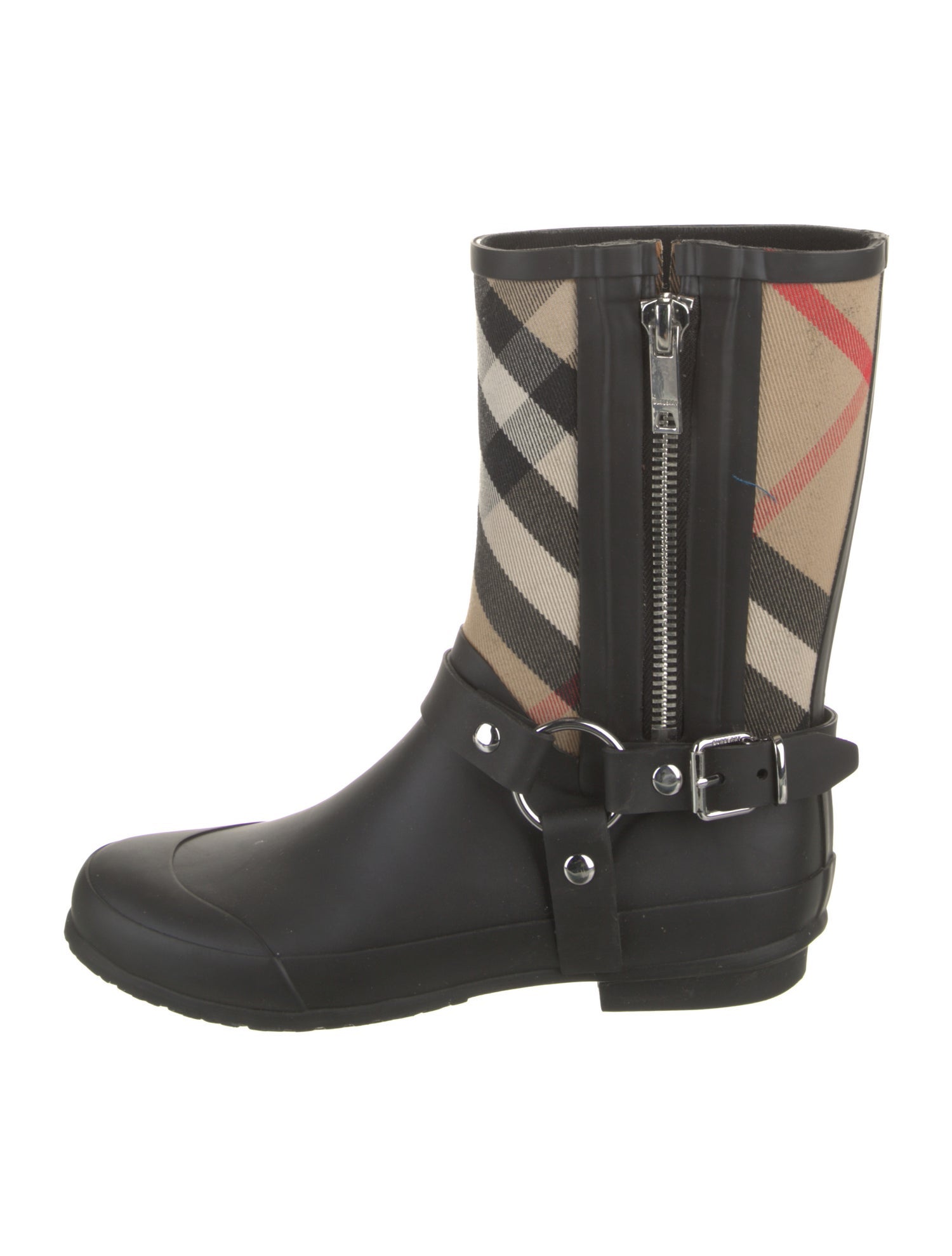 Burberry Nova Check Pattern Rubber Rain Boots