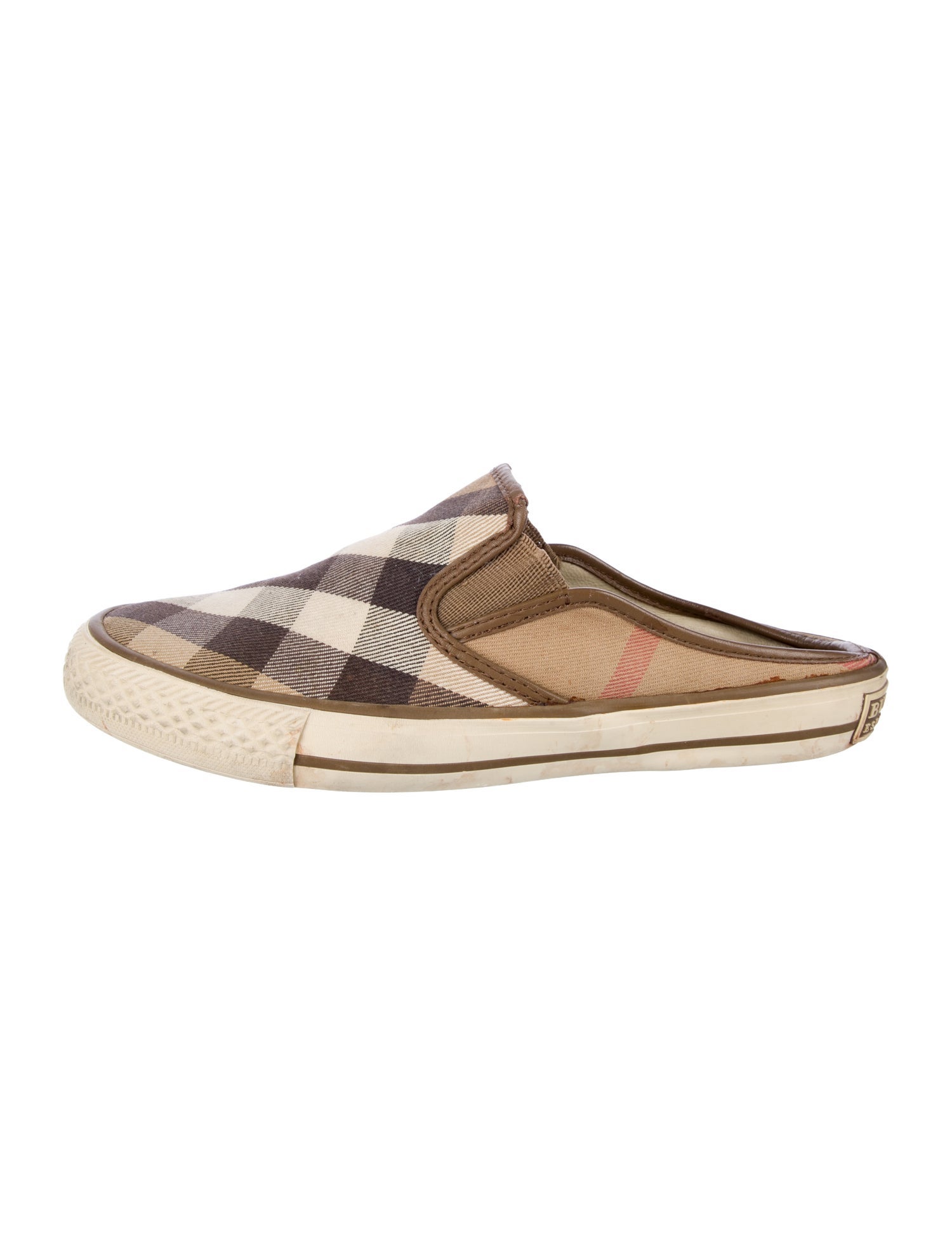 Burberry Canvas Plaid Print Mules