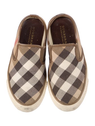 Burberry Canvas Plaid Print Mules
