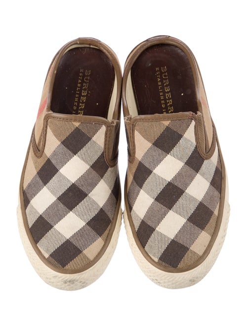 Burberry Canvas Plaid Print Mules