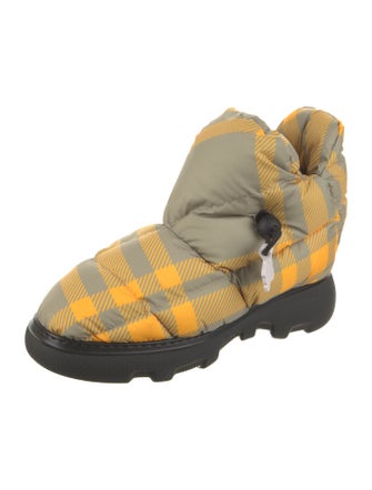 Burberry Nylon Plaid Print Hiking Boots