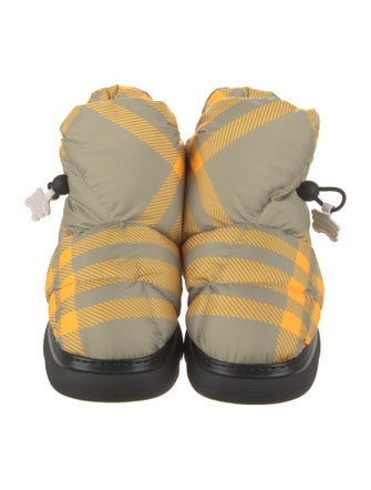Burberry Nylon Plaid Print Hiking Boots