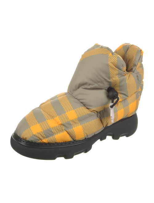 Burberry Nylon Plaid Print Hiking Boots