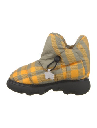 Burberry Nylon Plaid Print Boots