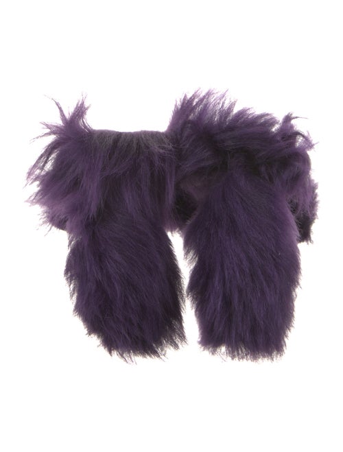 Burberry Leather Fur Trim Slides