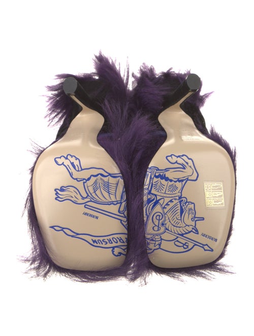 Burberry Leather Fur Trim Slides