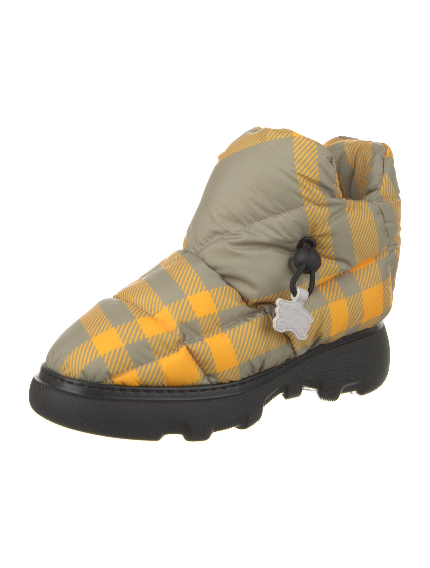 Burberry Nylon Plaid Print Hiking Boots
