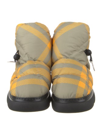 Burberry Nylon Plaid Print Hiking Boots