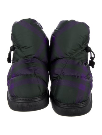 Burberry Nylon Plaid Print Boots