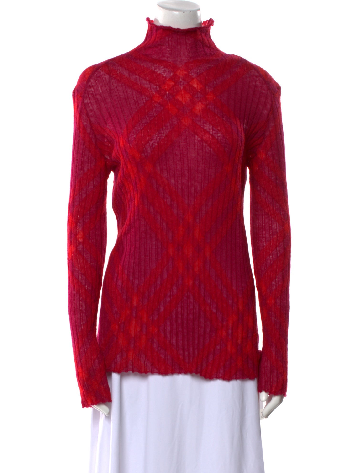 Burberry Plaid Print Turtleneck Sweater w/ Tags