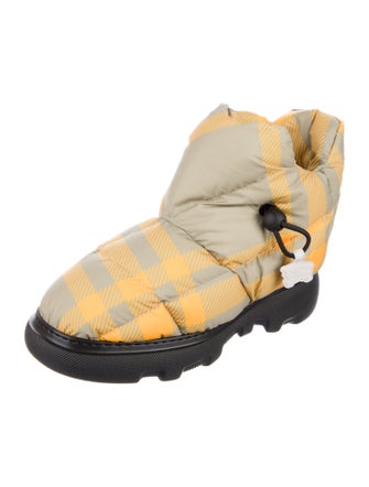 Burberry Nylon Plaid Print Hiking Boots