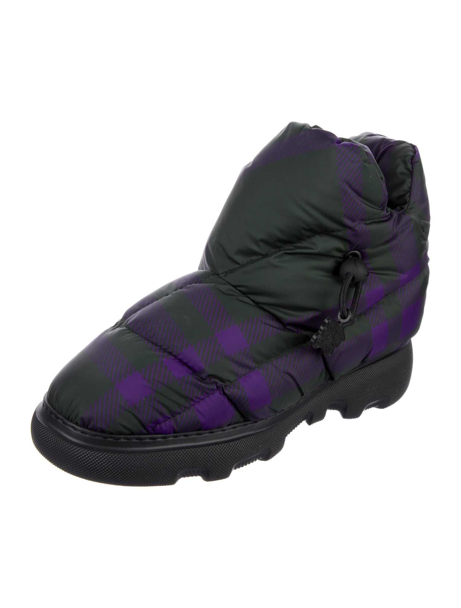 Burberry Nylon Plaid Print Rain Boots